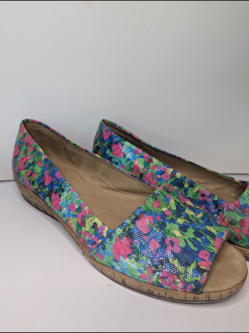 Michelle D Multicolor Floral Peep-Toe Flats